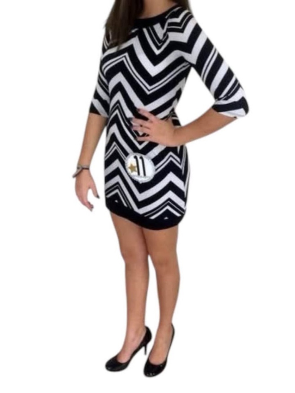 Women's Size XXS White House Black Market Black & White Chevron Dress